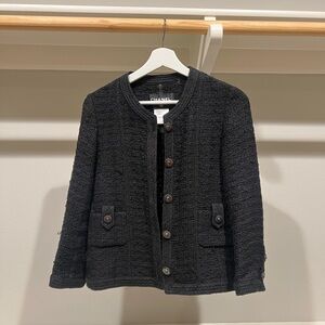 CHANEL Black Tweed Combi Jacket Blazer Brand New/Never Worn